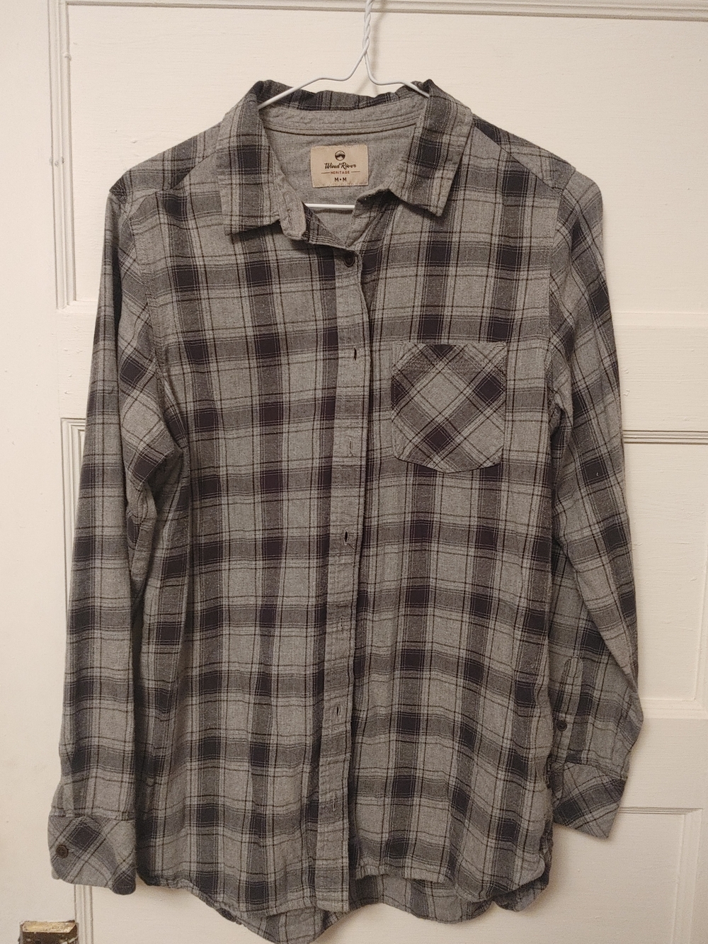 Men's Gray Plaid Long-Sleeve Button-Down Shirt - Casual Everyday